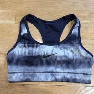 Nike Women's Black and Gray Tie-Dye Sports Bra